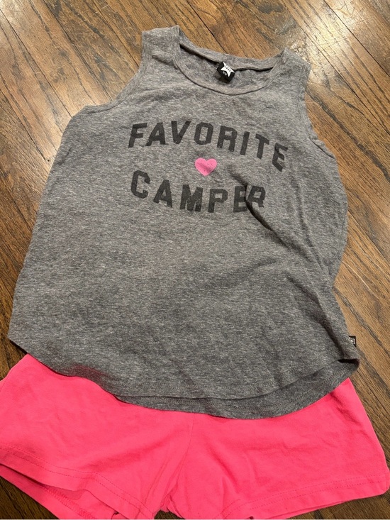 Pixielane Other - PixieLane Girls' Gray 'Favorite Camper' Tank Top - Pink Heart size 9/10 🩷